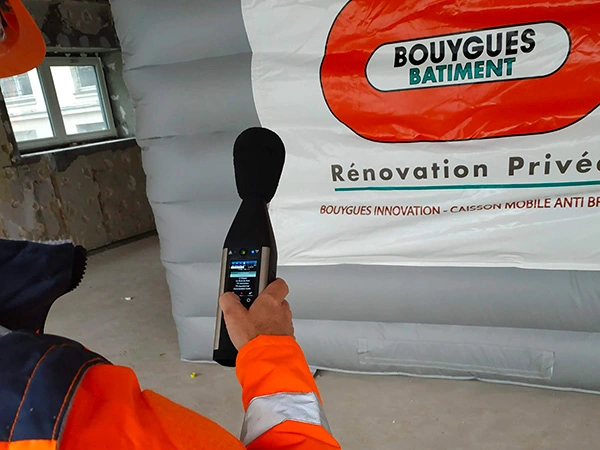 test insonorisation protection acoustique gonflable